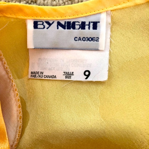 Vintage By Night 1980’s/90’s Bright Yellow Evening Gown w/ Shoulder Pads - Picture 14 of 15